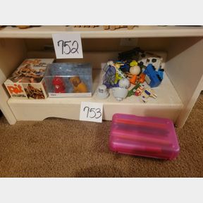 Pit game, salt & pepper, toys and colored pencils