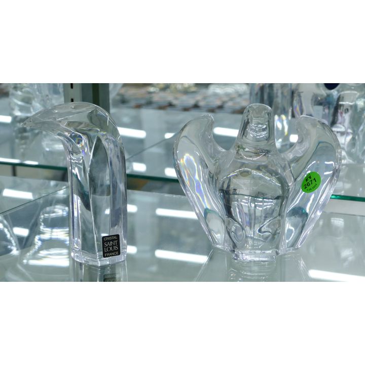 2pc Tiffany & St Louis Crystal Eagle Figures- 5'' approx