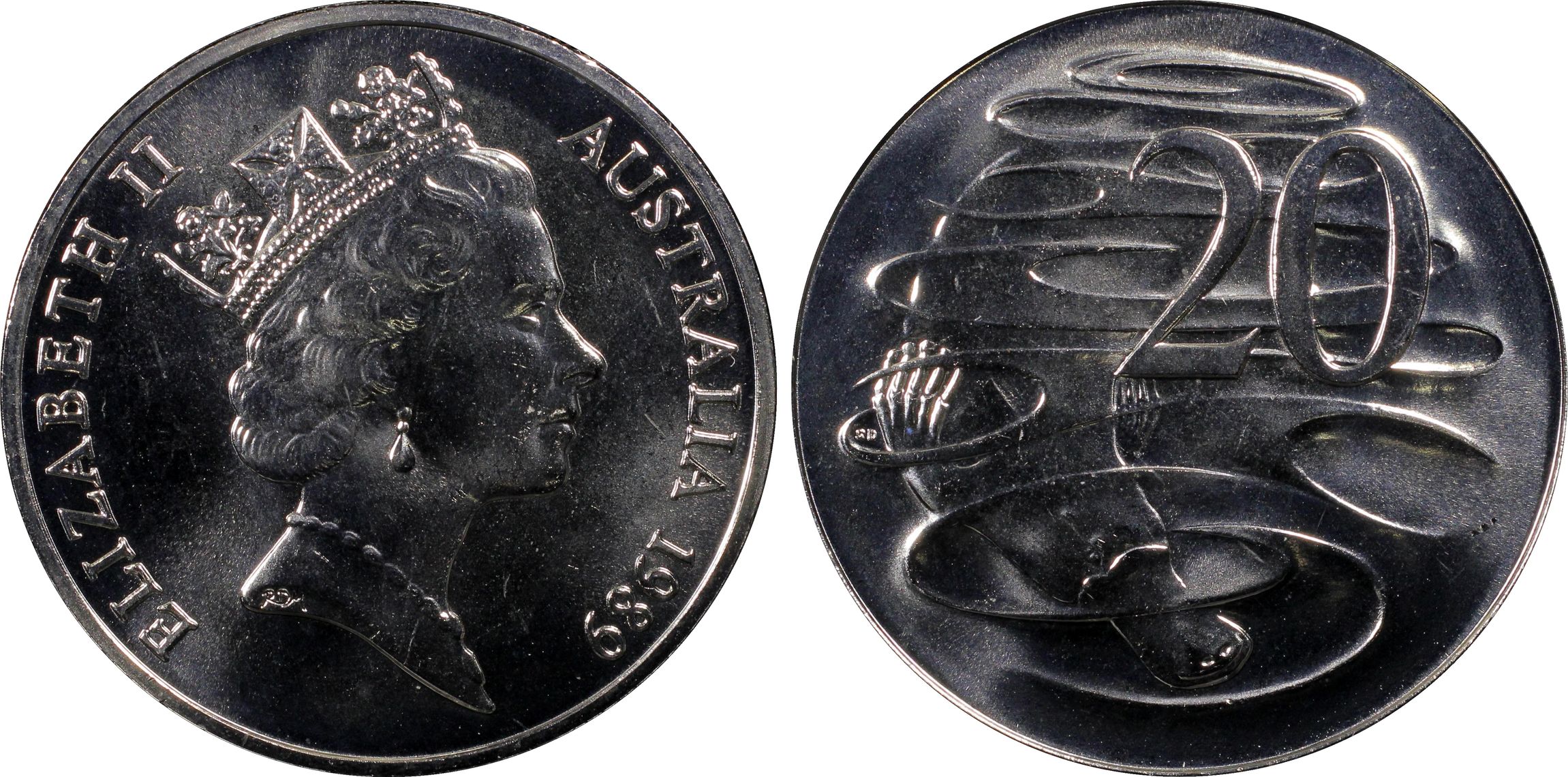 Elizabeth II, Twenty Cent, 1989, PCGS MS66
