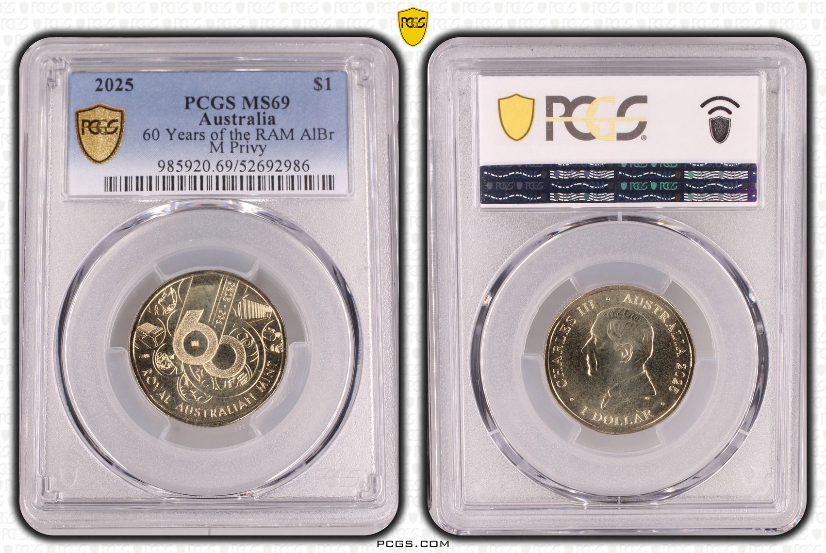 60 Years of the RAM AlBr Privy, POP 4/0, One Dollar, 2025-M, PCGS MS69