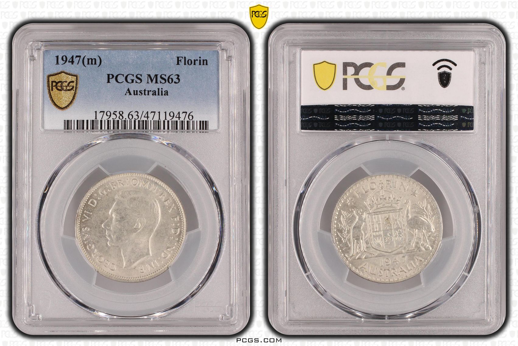 George VI, Florin, 1947(m), PCGS MS63
