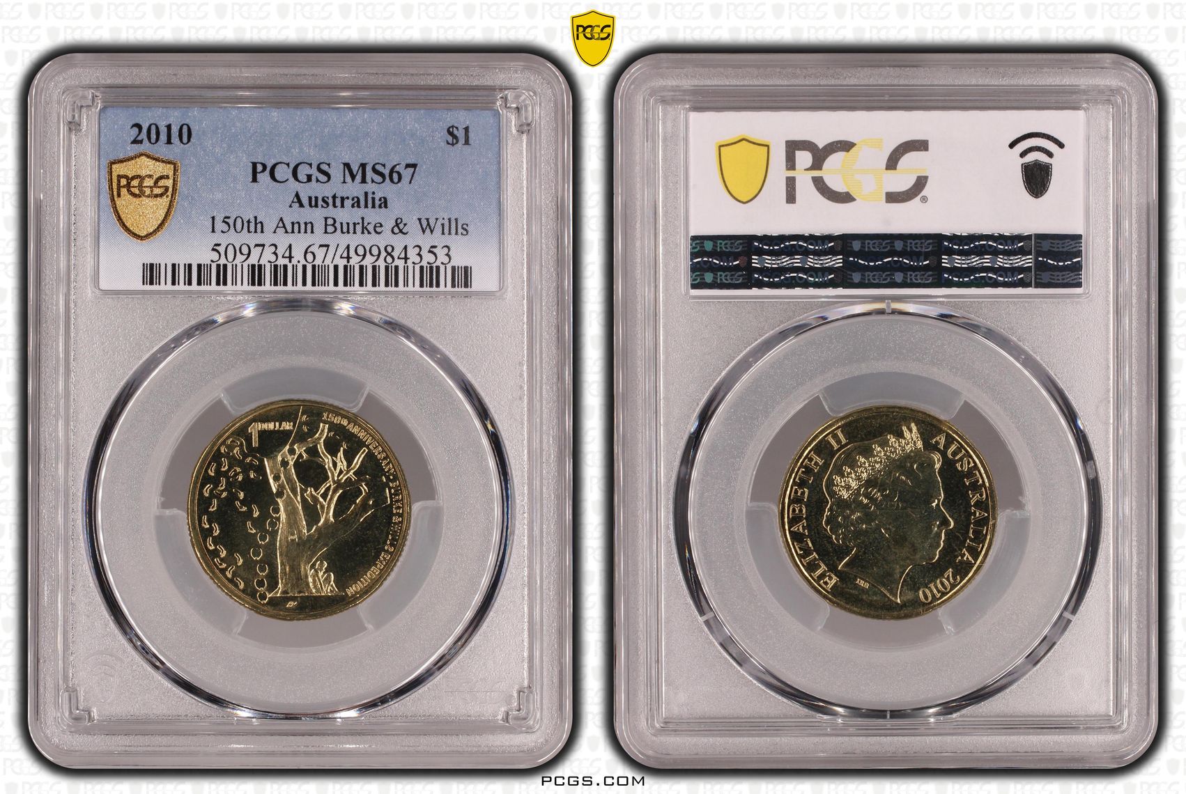 150th Anniversary Burke & Wills , One Dollar, 2010, PCGS MS67