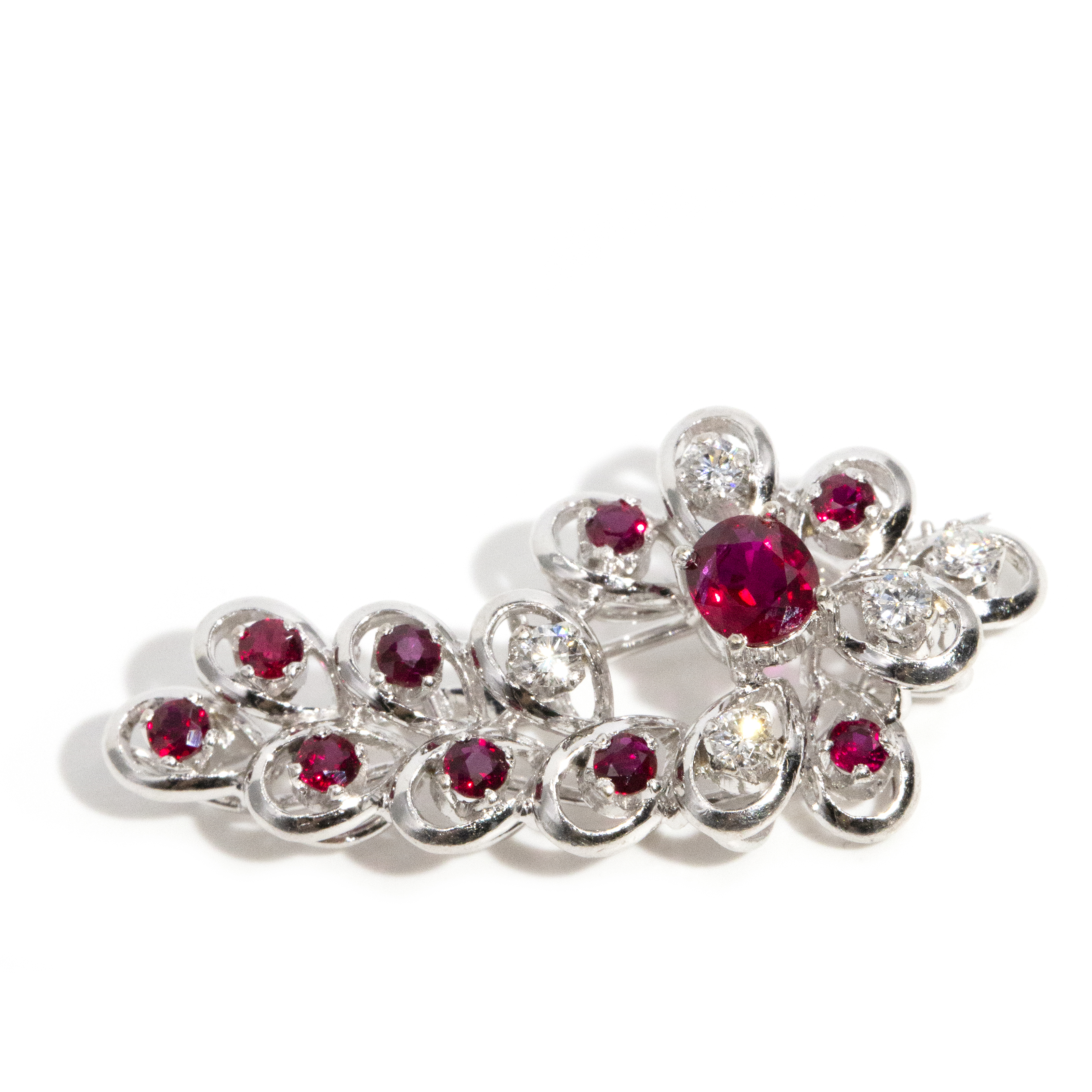 0.52 Carat Ruby & Diamond Brooch 14ct Gold