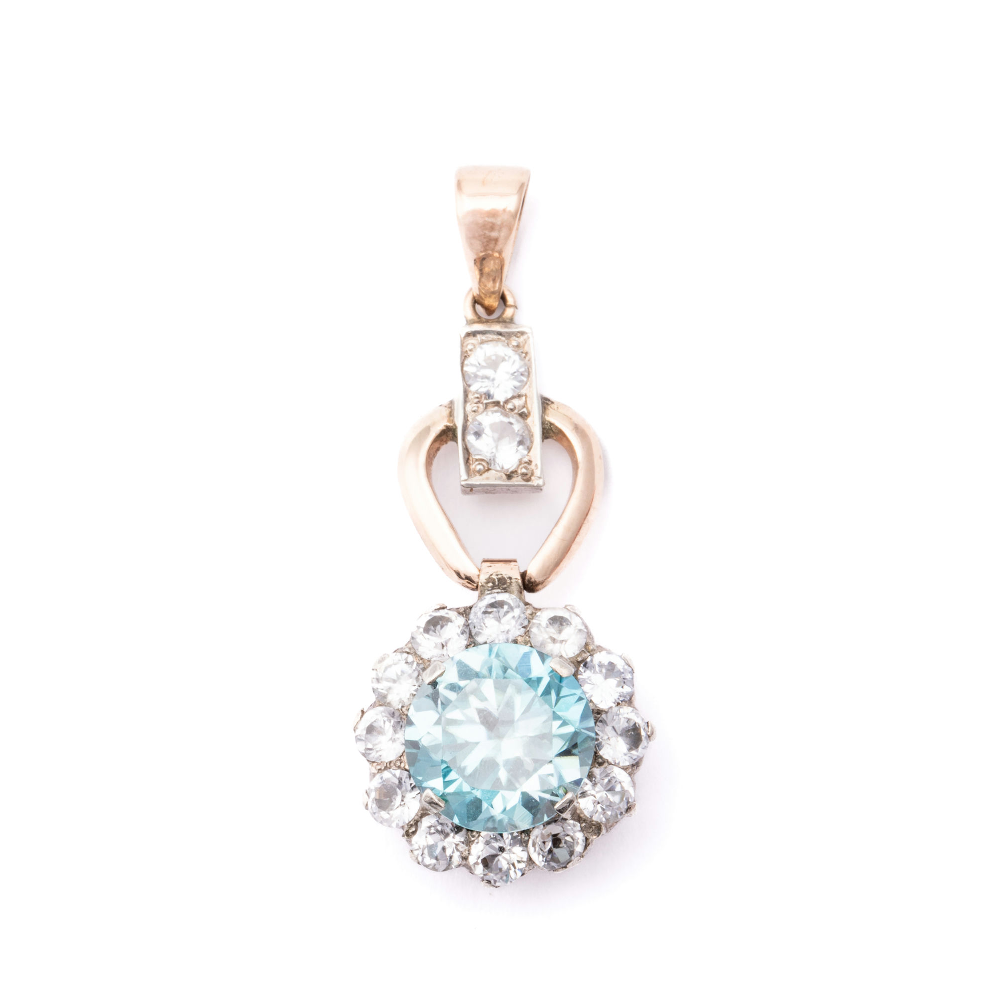 Blue Zircon Pendant 9ct Gold ,