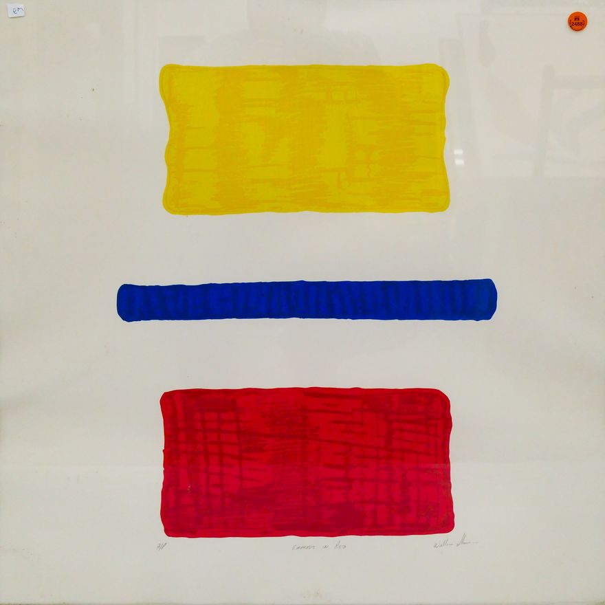 William Sherman ''Emphasis in Red'' Lithograph Framed 24''x24''