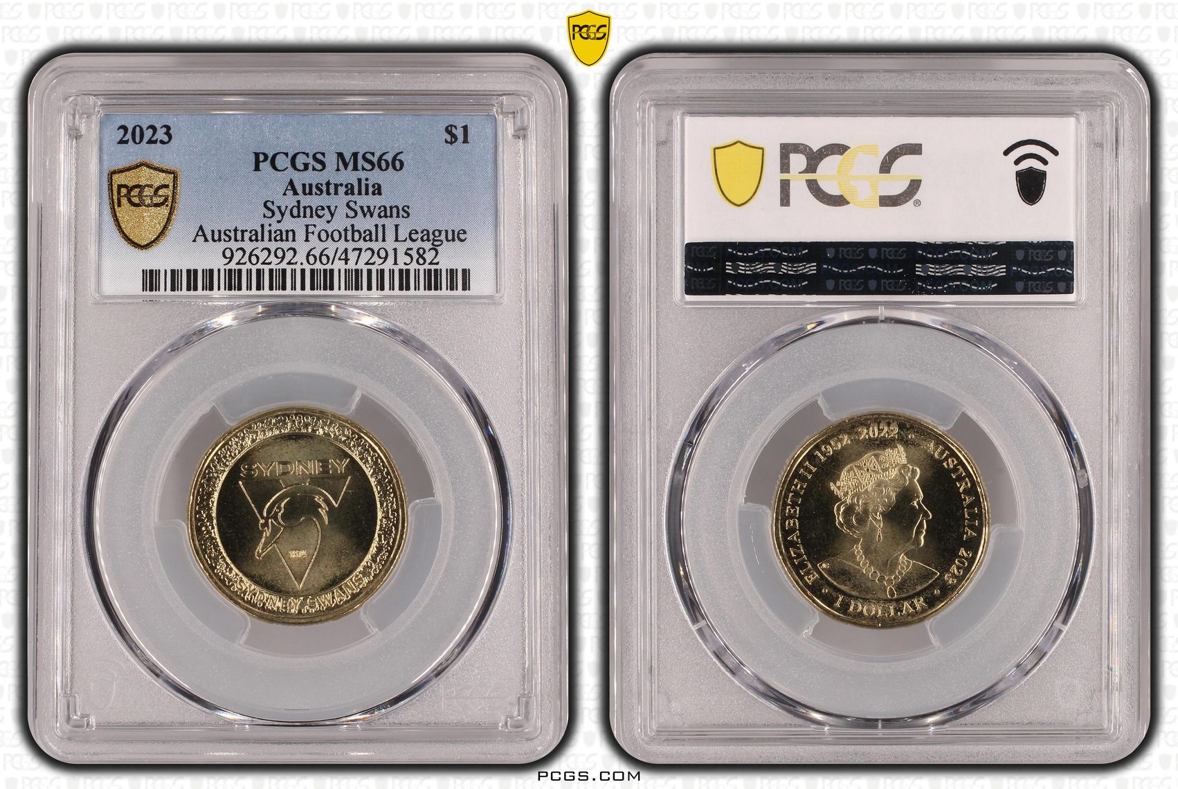 AFL - Sydney Swans, One Dollar, 2023 POP Report 7/0, PCGS MS 66