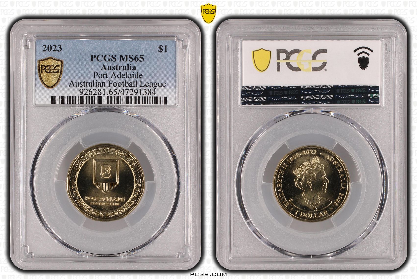 Elizabeth II, AFL - Port Adelaide, One Dollar, 2023, PCGS MS65