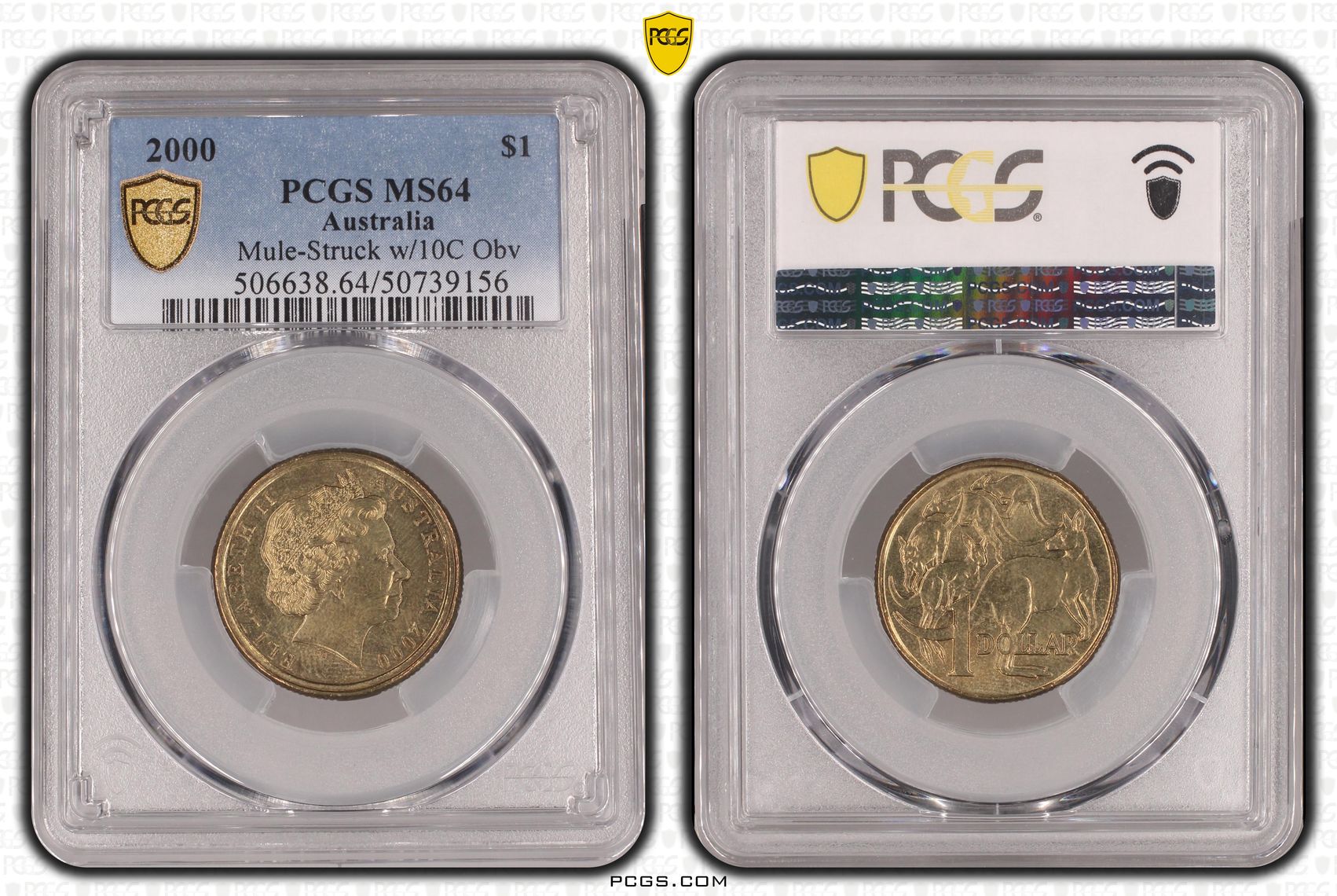 208 · Mule-Struck w/10C Obv Die , One Dollar, 2000, PCGS MS64