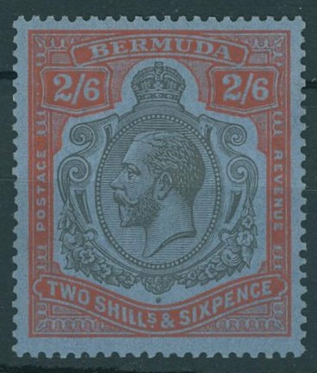 Bermuda 1924-32 Script 2/6d. black and bright orange-vermilion on deep ...