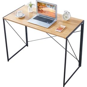 Simple Folding Study Desk Laptop Computer Writing Desk Home Office Table Light Brown |