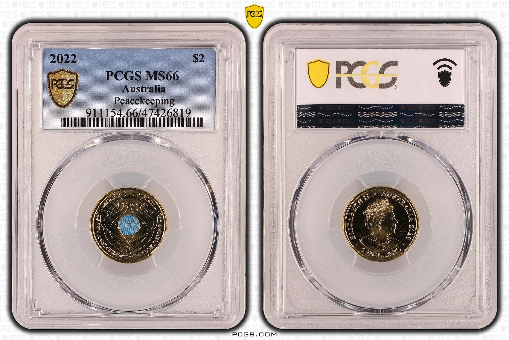 Elizabeth II, Peacekeeping, Two Dollar, 2022, PCGS MS66