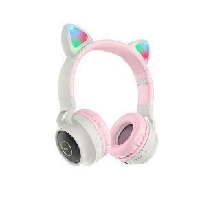 Cat Ear Wireless LED Headphones with Mic Grey/Pink |