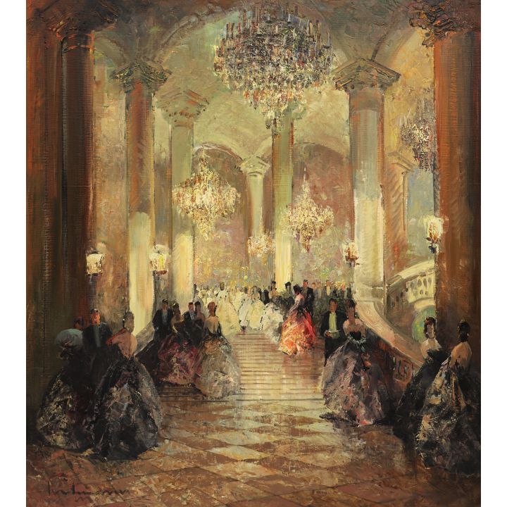 Ludwig Gschossmann ''The Grand Ball'' Oil