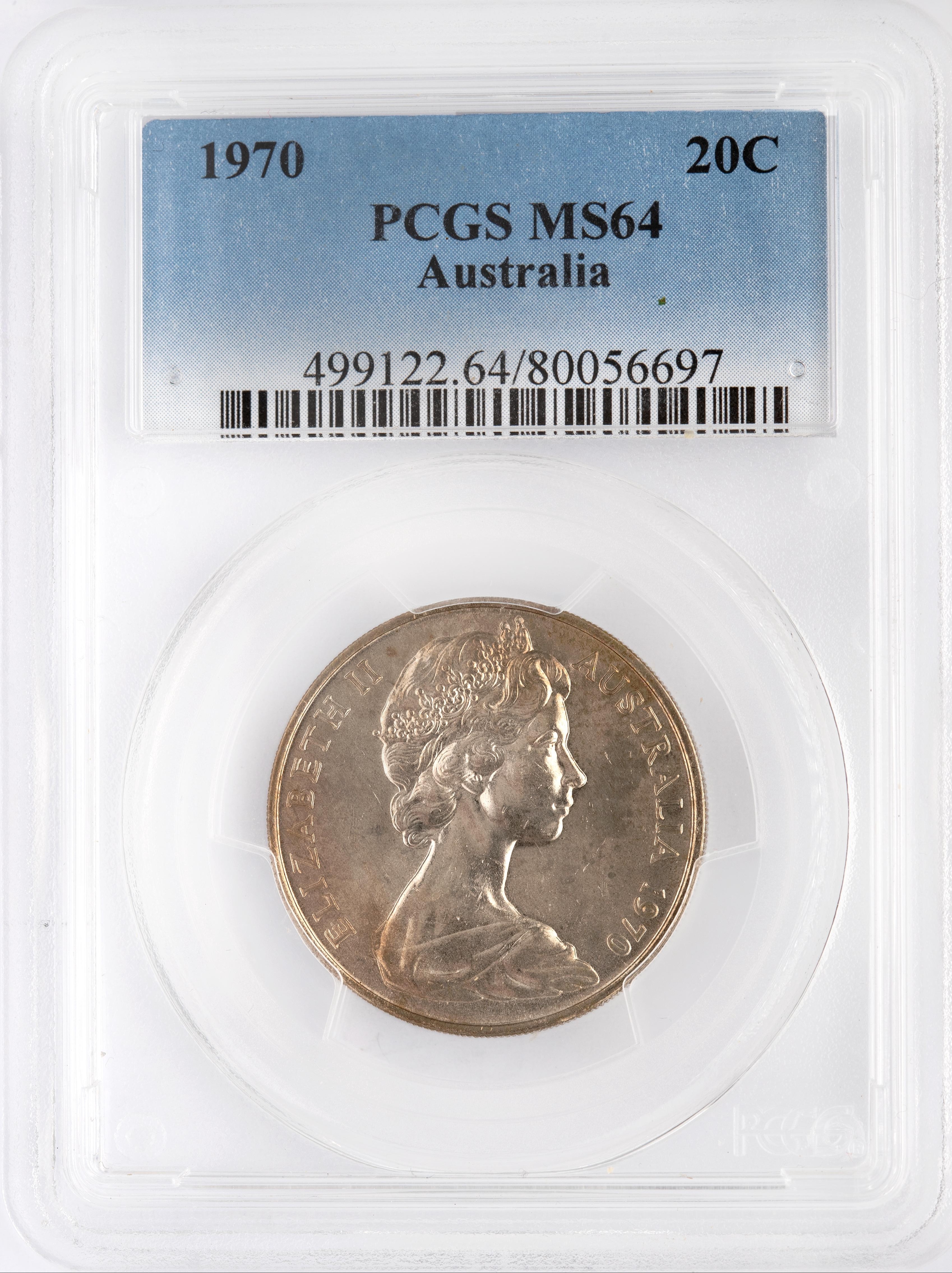 Twenty Cent, 1970, PCGS MS64
