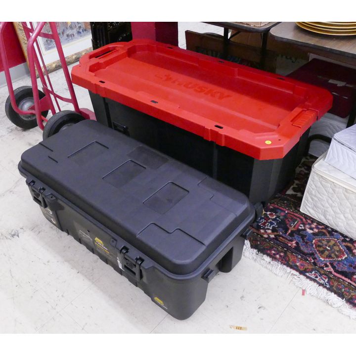 2pc Large Plastic Storage Bins- Husky Etc