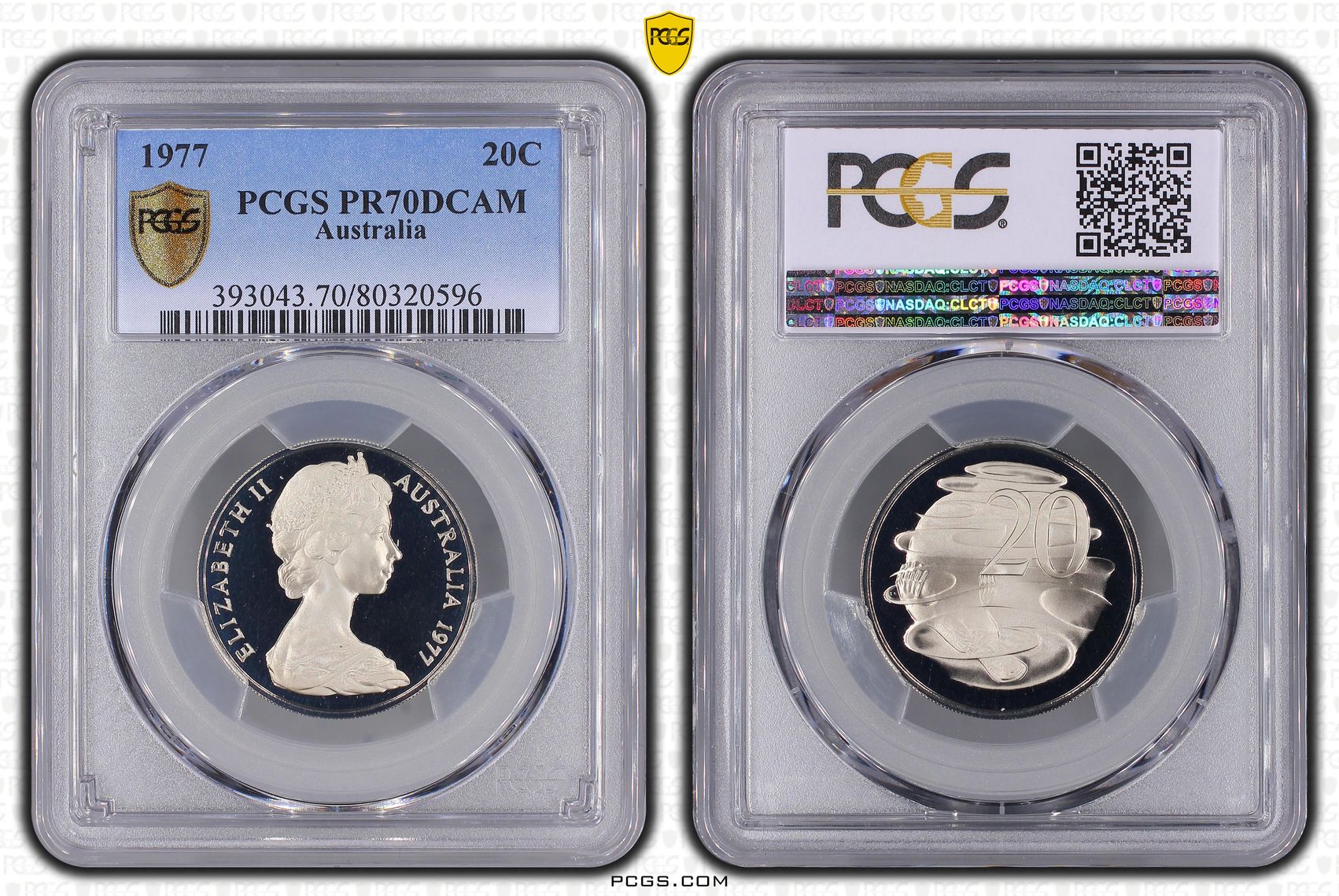 Top pop, Twenty Cent, 1977, PCGS PR70DCAM