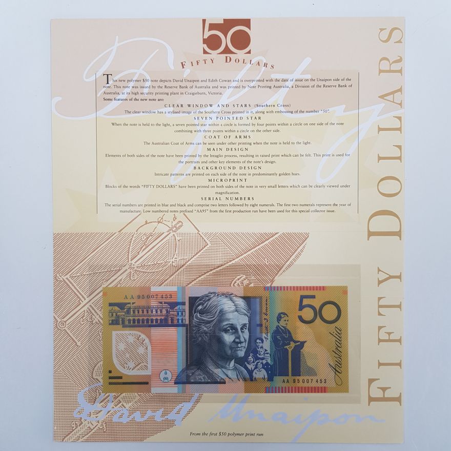 FIRST SIGN. PREFIX - F/E $50 Note Folder