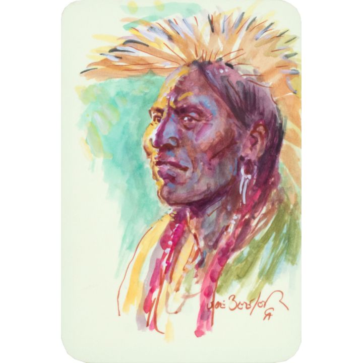 Joe Beeler (1931-2006) Untitled (Fierce Mohawk Hair)