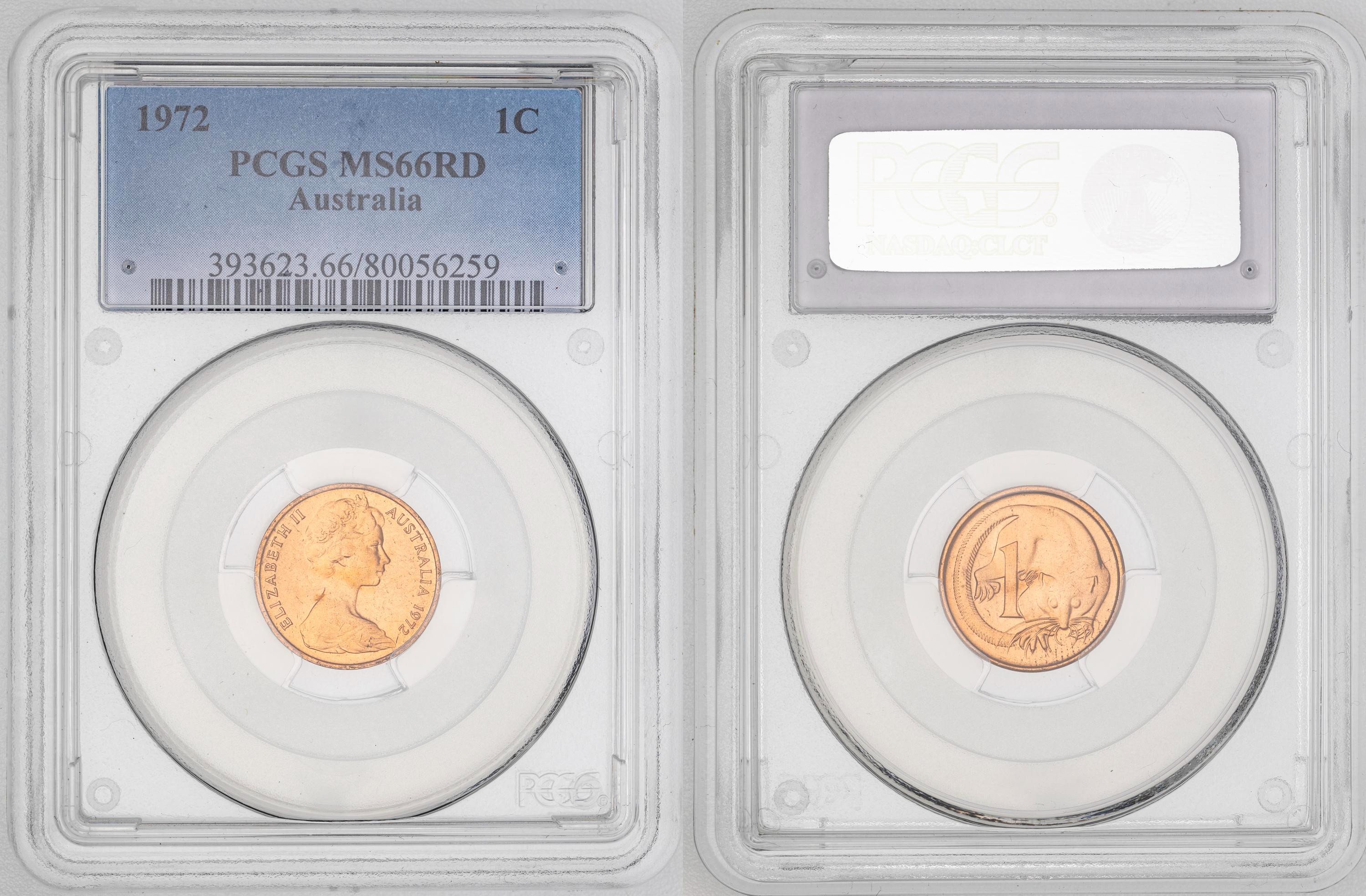 Elizabeth II, One Cent, 1972, PCGS MS66RD