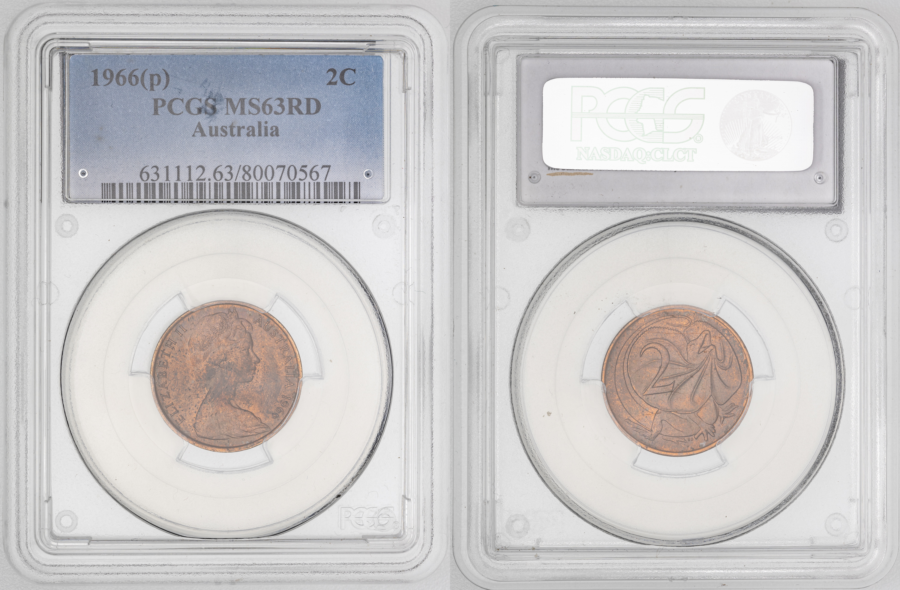 Elizabeth II, , Two Cent, 1966(p), PCGS MS63RD