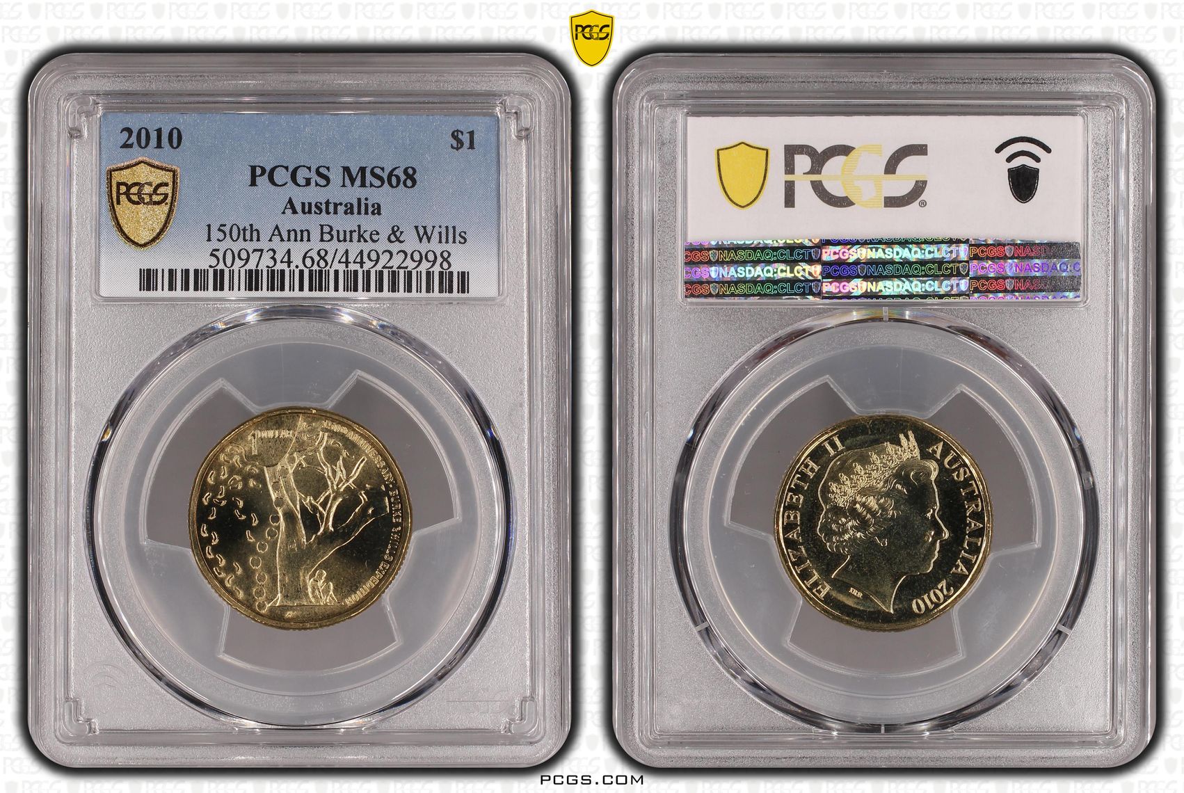 2010 Australia One Dollar, $1 150th Anniversary Burke & Wills PCGS - MS68 POP 7/0 -998