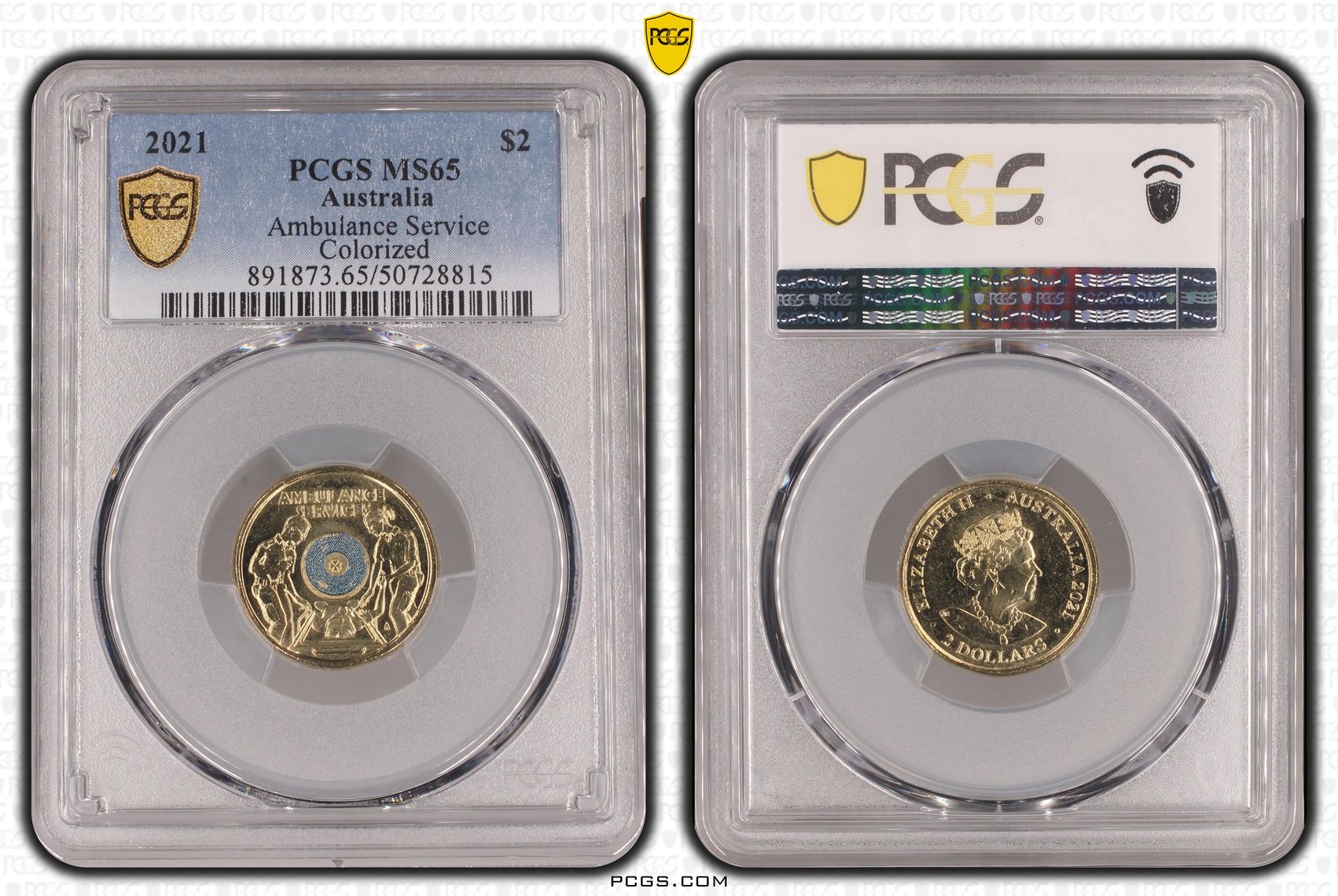 Ambulance Service - Colorized , Two Dollar, 2021, PCGS MS65