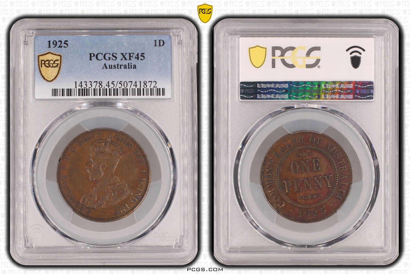 Penny, 1925, PCGS XF45BN