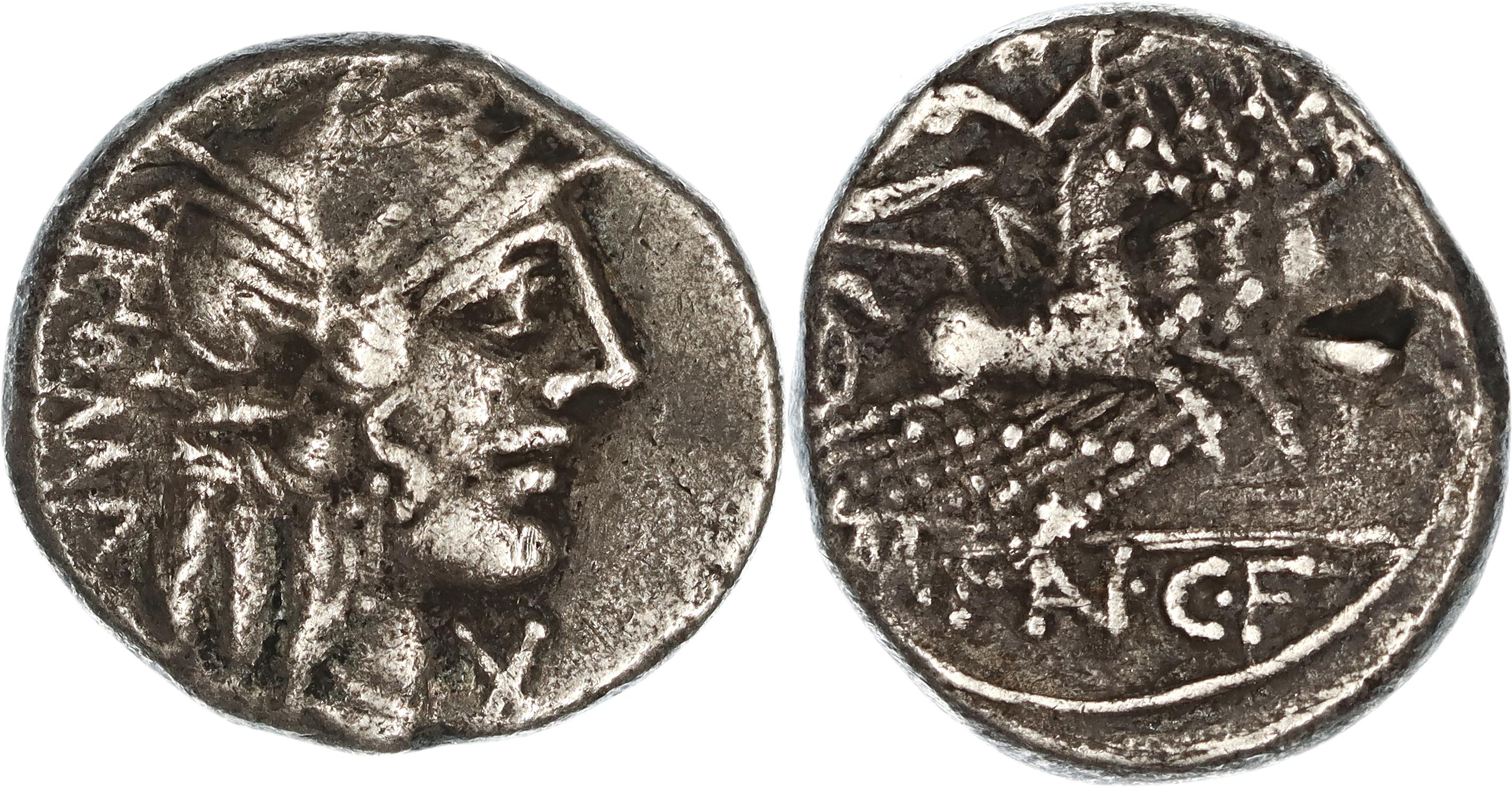 Roman Republic, M. Fannius C.f., Silver Denarius, 123 BC, gF