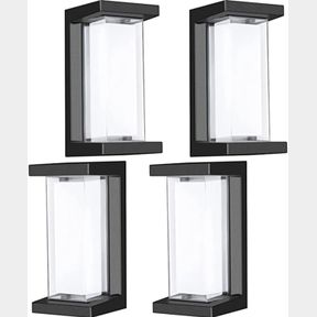 BOW-6000K-4 PACK LEDMO OUTDOOR WALL LIGHTS 4 PACK FRONT PORCH LIGHTING WITH ACRYLIC SHADE 6000K ALUMINUM FRAME IP65 WATERPROOF EXT