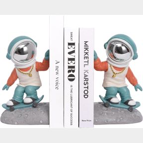 KAKIZZY BOOK ENDS FOR SHELVES DECORATIVE, HIP HOP STYLE ASTRONAUT BOOKSHELF STOPPER RESIN (BLUE)