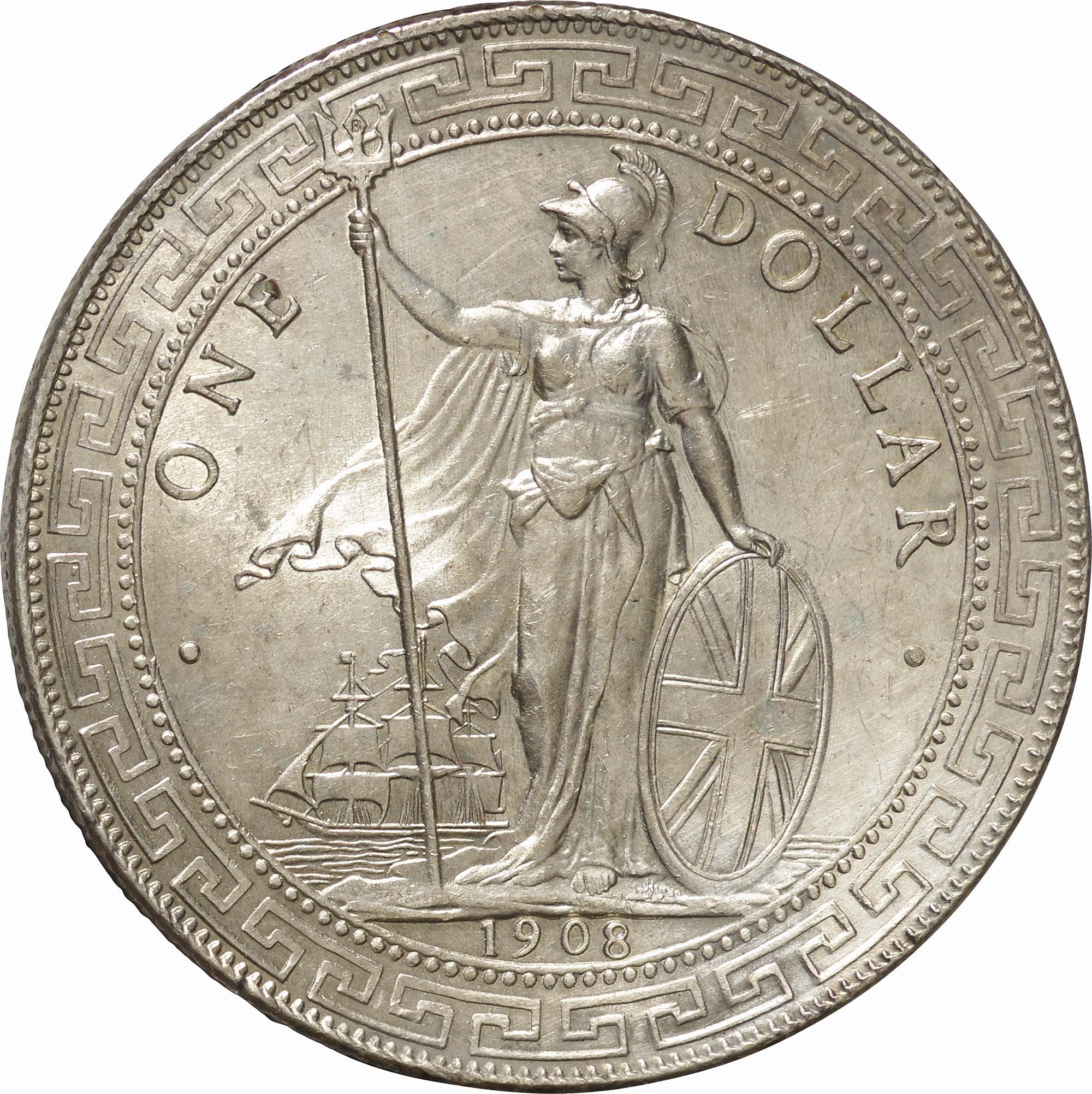 英国-GB. 極美. EF. Silver. 1ドル(Dollar). ブリタニア立像 貿易銀 1