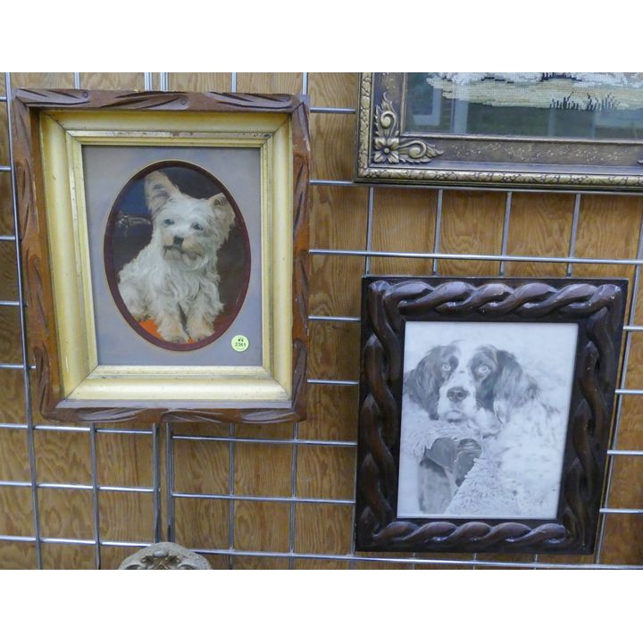2pc Old Dog Print & Photograph Framed- largest 13x11''