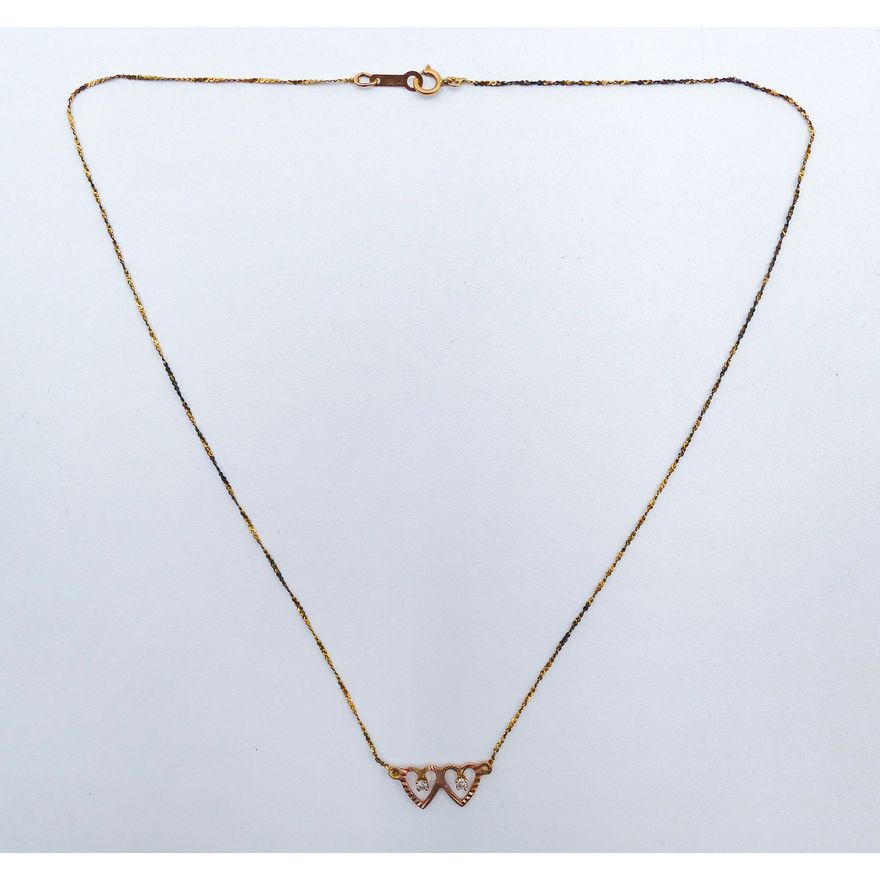Ladies 14k Diamond Heart Necklace 16'' - 1.4 Grams