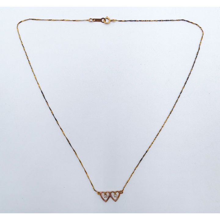 Ladies 14k Diamond Heart Necklace 16'' - 1.4 Grams