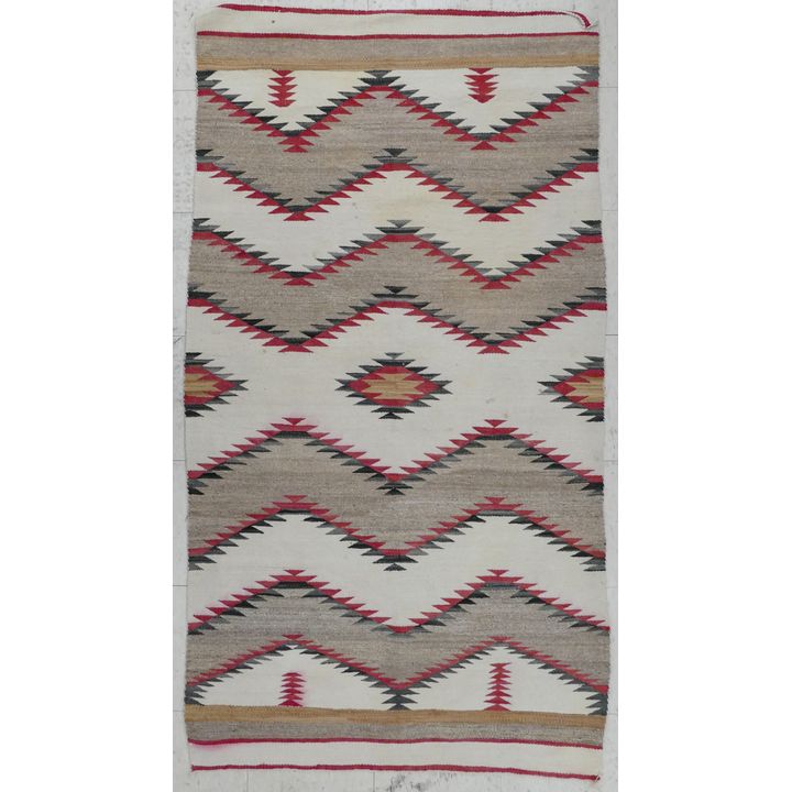 Old Navajo Zig-Zag Pattern Wool Rug