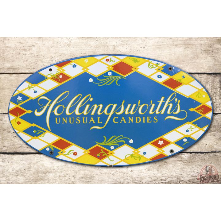 Hollingsworth's Unusual Candies Single Sided Porcelain Sign TAC 9.25