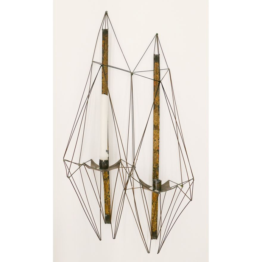 Mid Century Sculptural Steel Wall Sconce 28''x15''