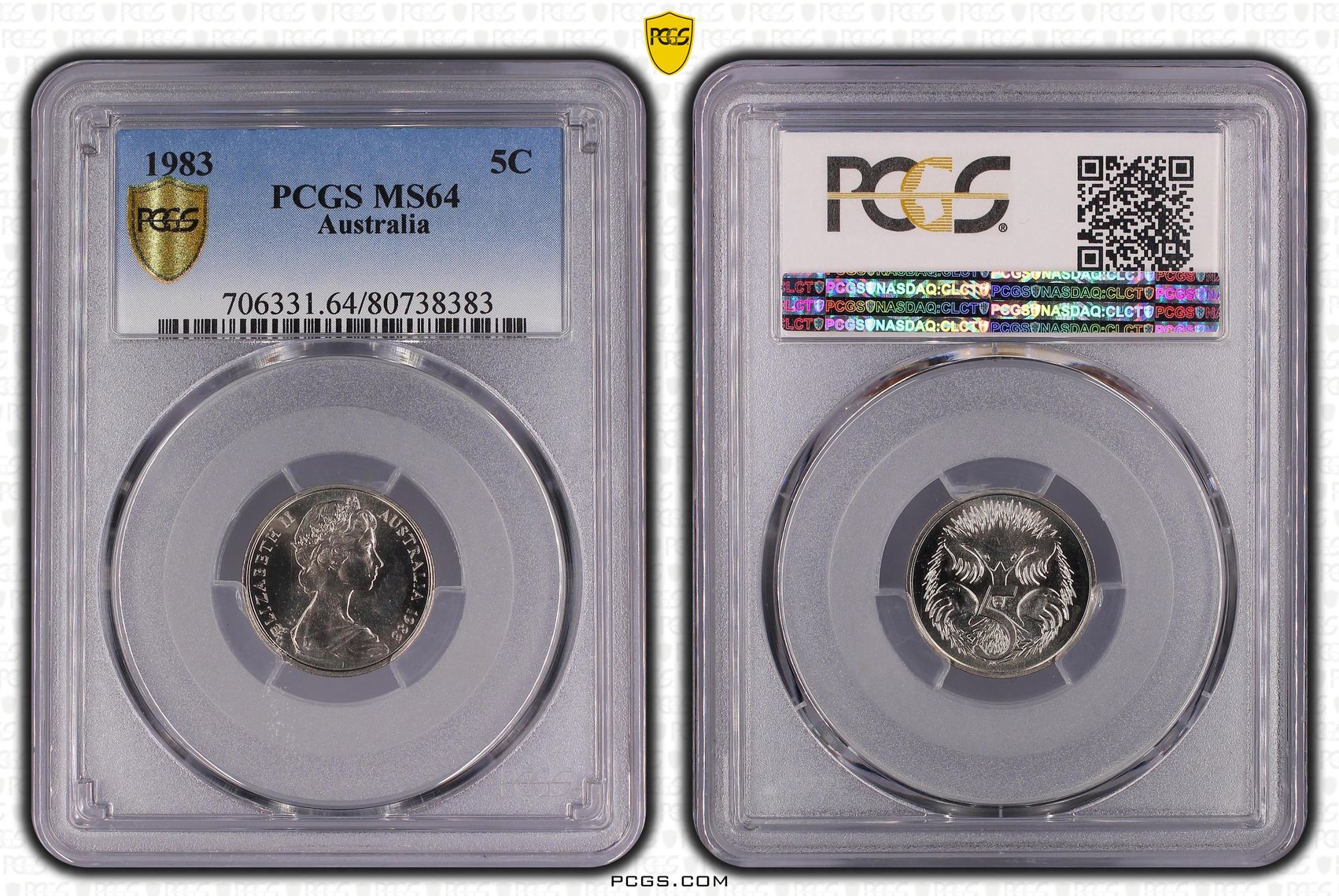 Elizabeth II, , Five Cent, 1983, PCGS MS64