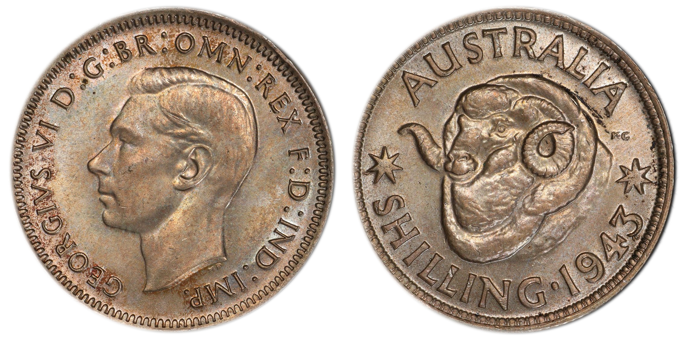 George VI, Shilling, 1943, PCGS MS65