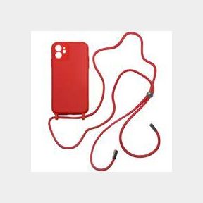 Trendy Silicone Shockproof Crossbody iPhone 14 Cover - Red- 51743/3639