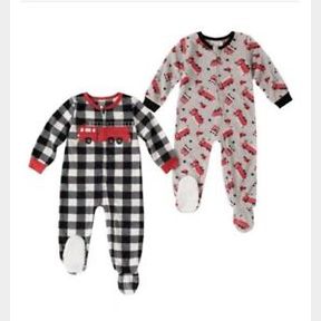 ABSORBA BABY BOYS 2-PACK BLANKET SLEEPER FIRE TRUCK SZ 12M