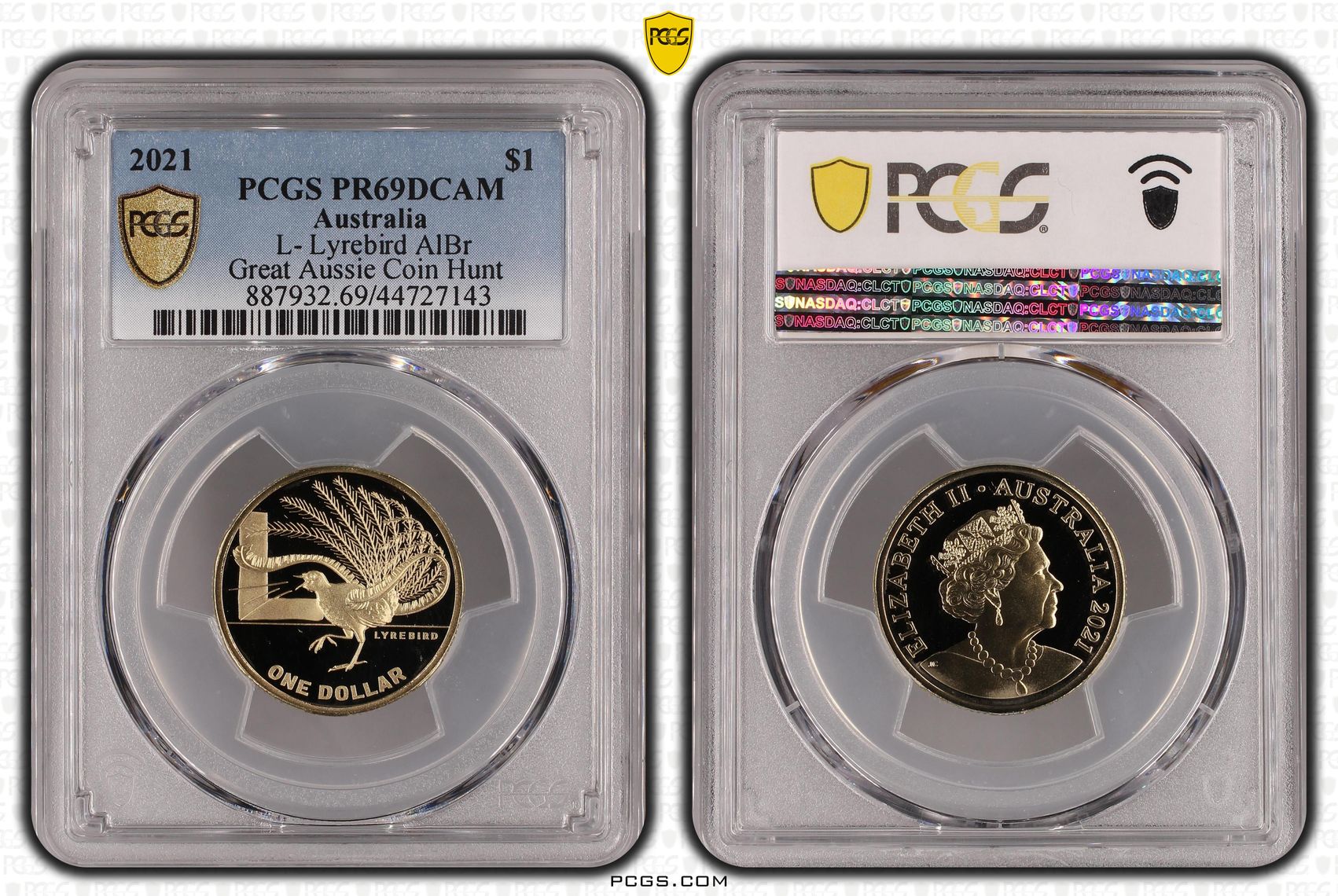 2021 Australia One Dollar, $1 Proof L- Lyrebird AlBr PCGS - PR69DCAM -143