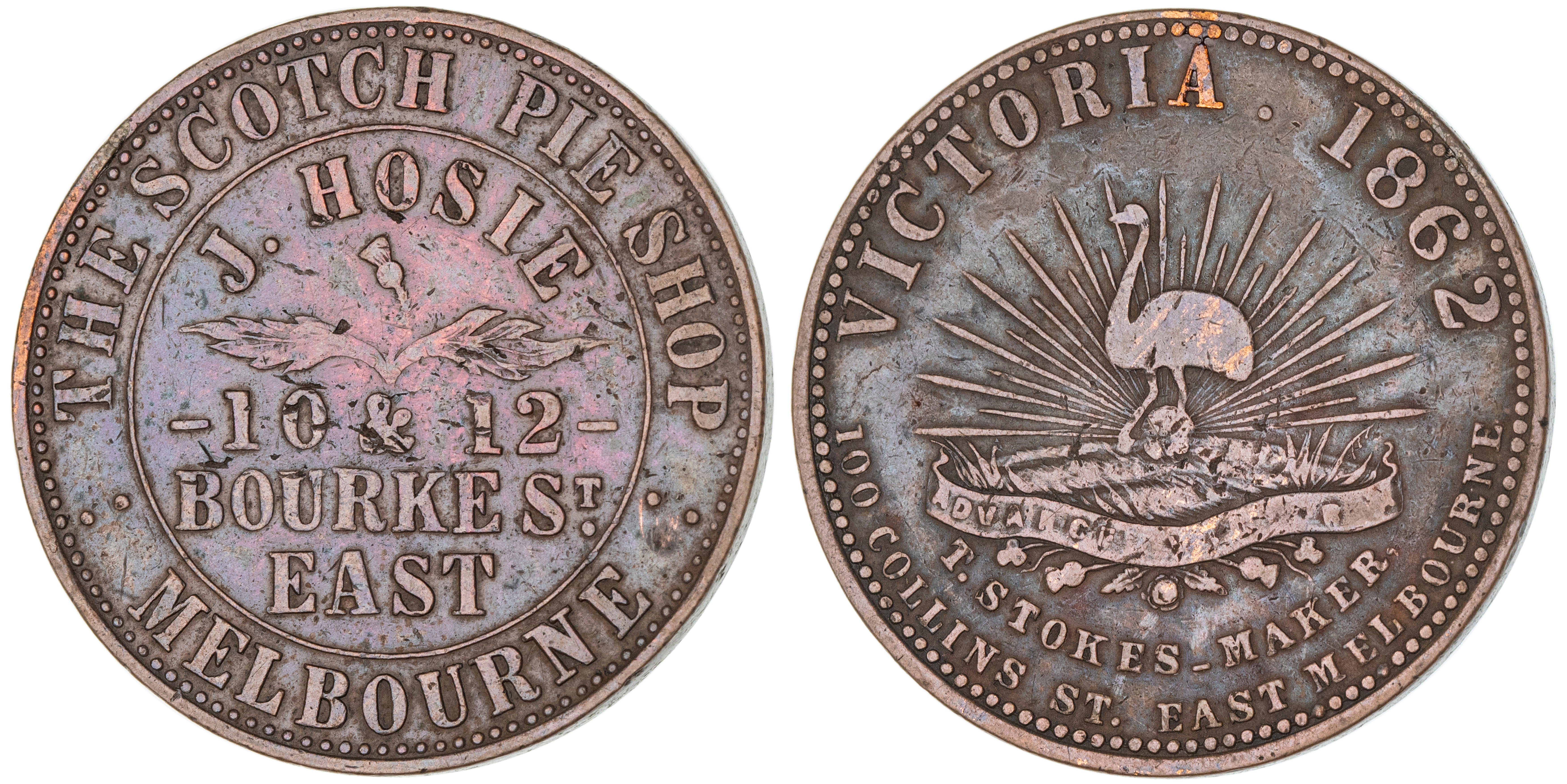 Melbourne, Victoria, J. Hosie, Penny, 1862, VF