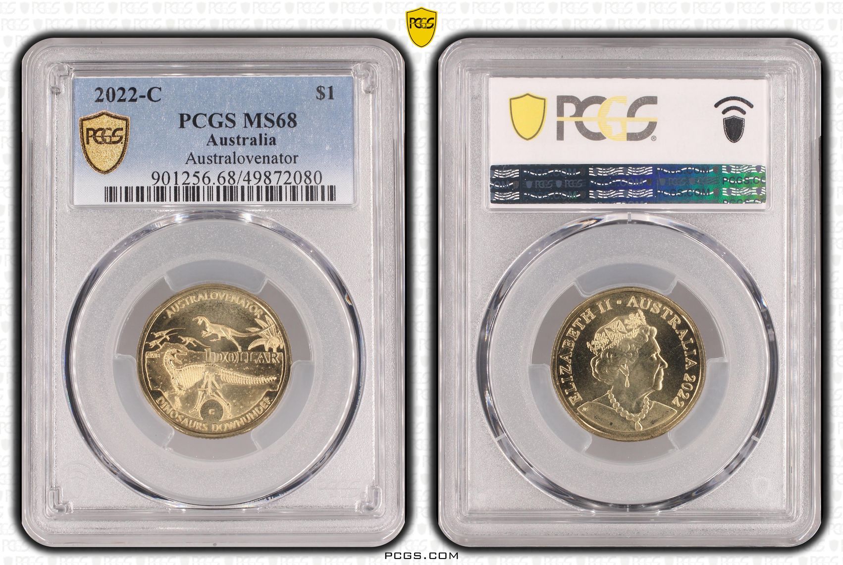 278 · Elizabeth II, Australovenator , One Dollar, 2022-C, PCGS MS68