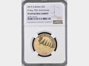 2019 PROOF GOLD 2 POUND D-DAY 75TH ANNIVERSARY PF69 UCAM