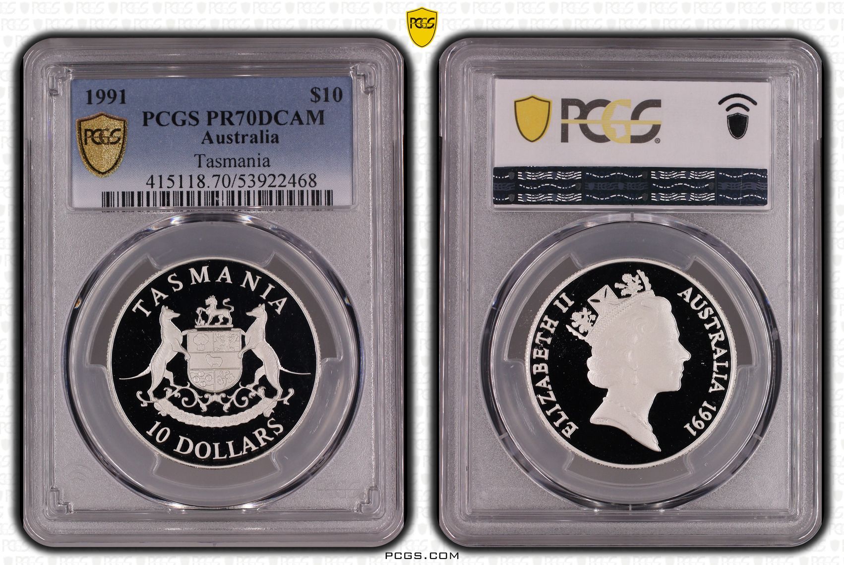 Tasmania, 13/0, Ten Dollar, 1991, PCGS PR70DCAM