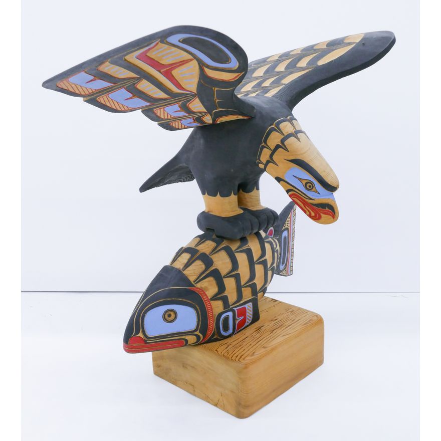 Larry Campbell ''Eagle and Salmon Totem'' 1995 Cedar
