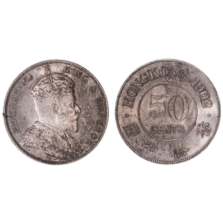 Hong Kong, Edward VII, Fifty Cents, 1902,  UNC