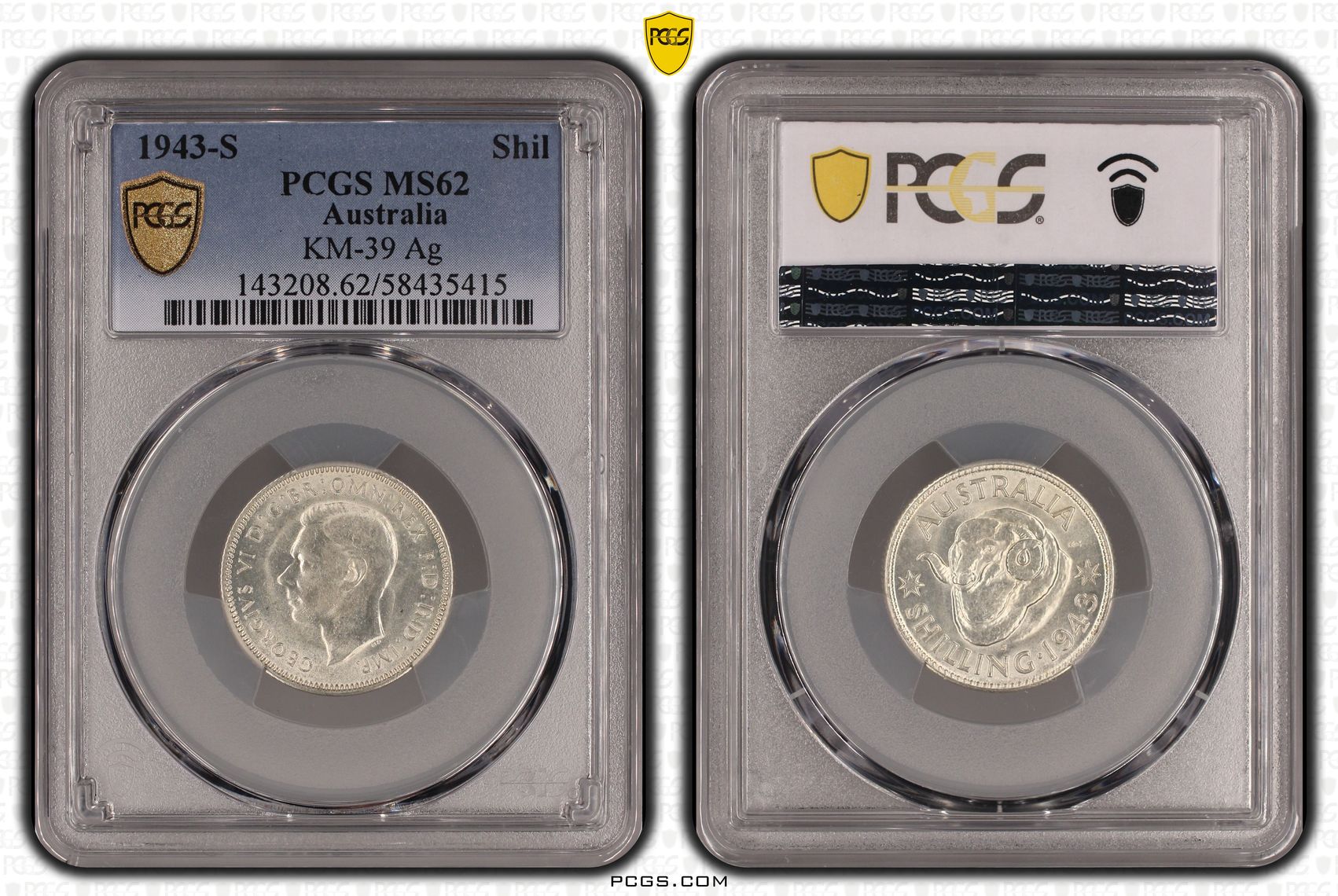 George VI, Shilling, 1943-S, PCGS MS62