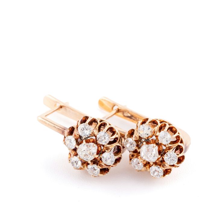 1.16 Carat Old Cut Diamond 14ct Earrings